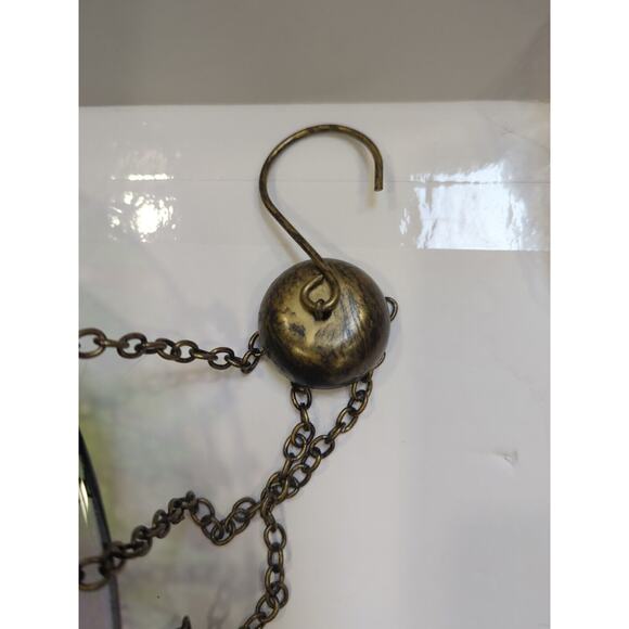 Hanging Glass Bird Bath With Painted Dragonflies - Picture 3 of 9